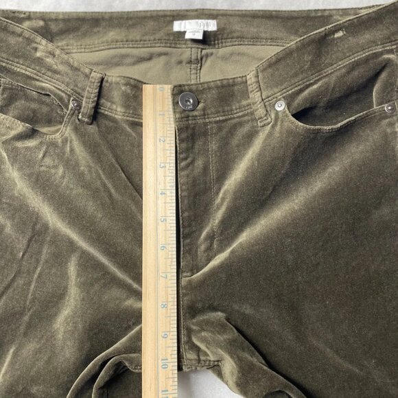 J. Jill Womens Olive Green Flat Front Pocket Velvet Straight Leg Pants Size 12 - Picture 8 of 10
